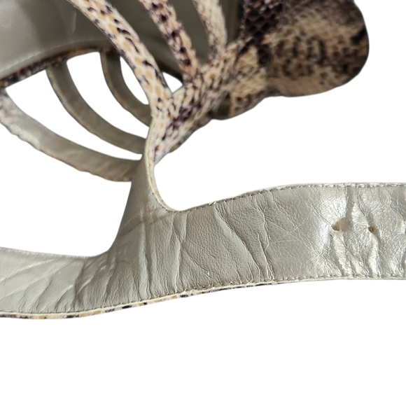 Size 7 Women's Strappy Snake Print Heels - Brown And Tan - Picture 7 of 7